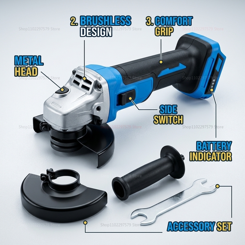 Brushless Angle Grinder Battery Powered - 무선 브러시리스 앵글 그라인더 18V 배터리