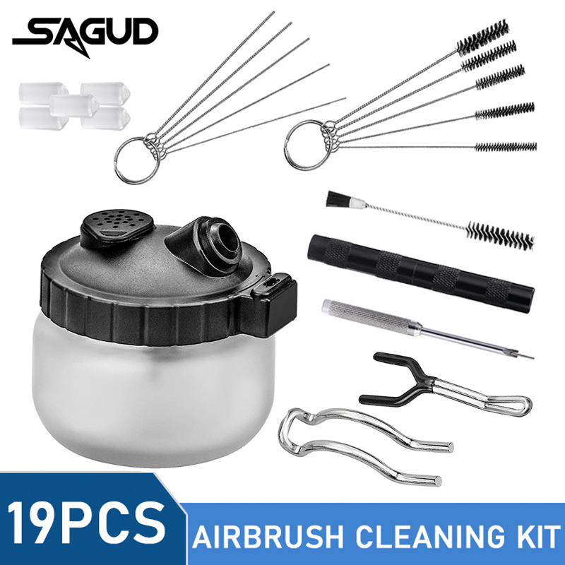 Airbrush Kit With Mini Compressor - SAGUD 19종 에어브러시 세척 키트, 스프레이