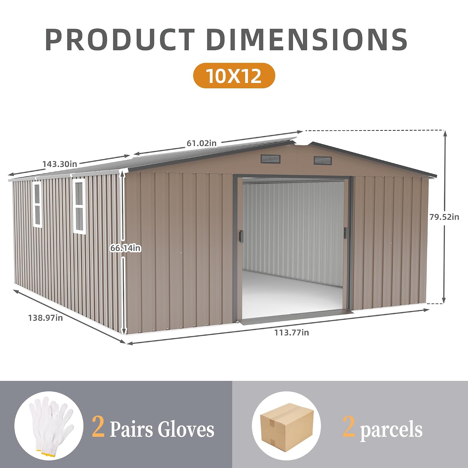 10x12피트 야외용 금속 창고, 방수 정원 뒷마당 도 - Garden Tools 리뷰 및 가격